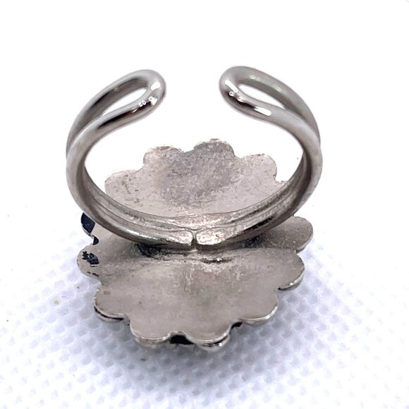 Iridescent Abalone Shell Silver-Tone Metal Adjustable Band Ring Size 6.25 VTG - Picture 3 of 8